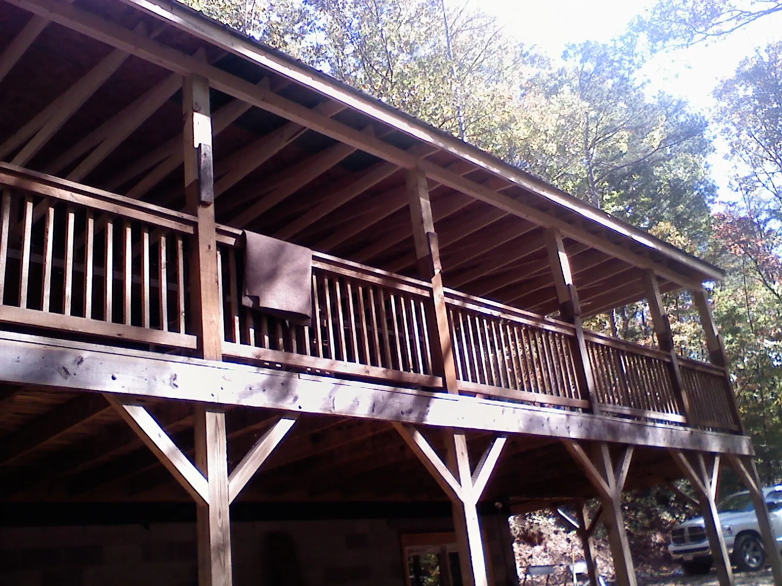Timber framing under a new elevated porch and deck — Roof Leak Repair in Long Grove by Roofing Brothers