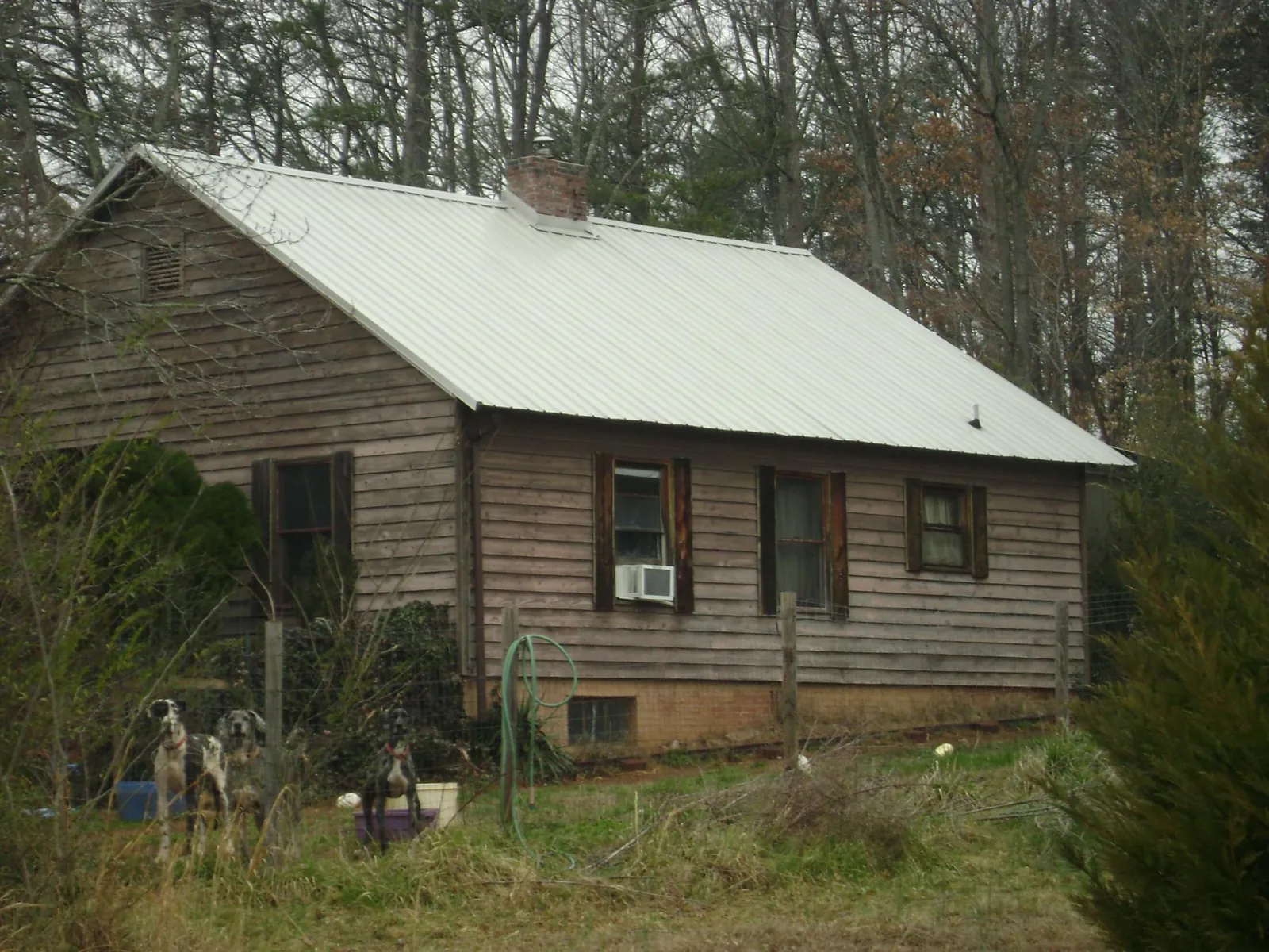 White metal roof on an old wood sided farmhouse, from a Metal Roof Installation job in Long Grove
